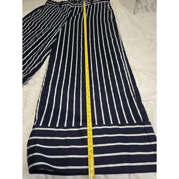 Boho Banana Republic Pants Womens 12 Striped Crop Wide Leg Jumpsuit Retro - Picture 3 of 11